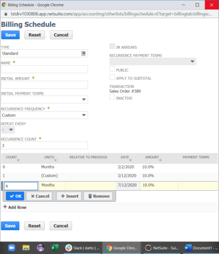 Specific use billing schedules