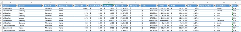 Example financial data for review.